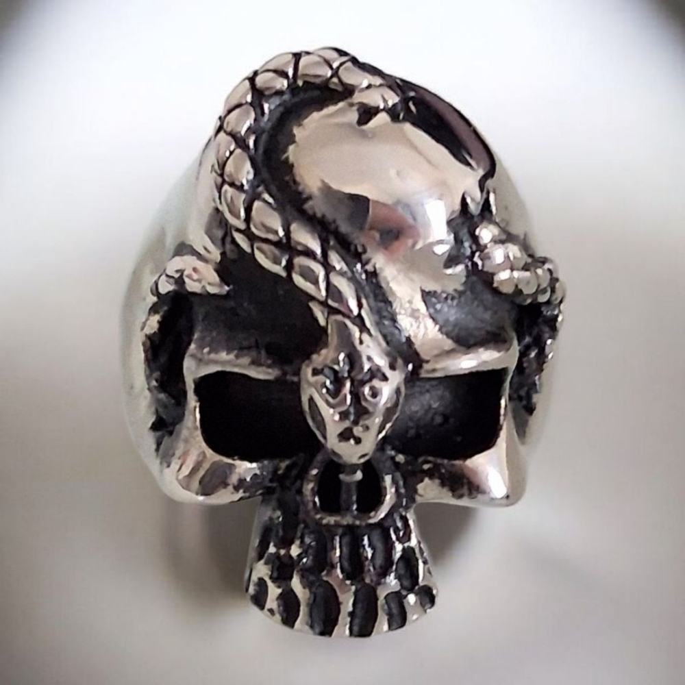 MEN'S SKULL BIKER RING STAINLESS STEEL SIZE 8